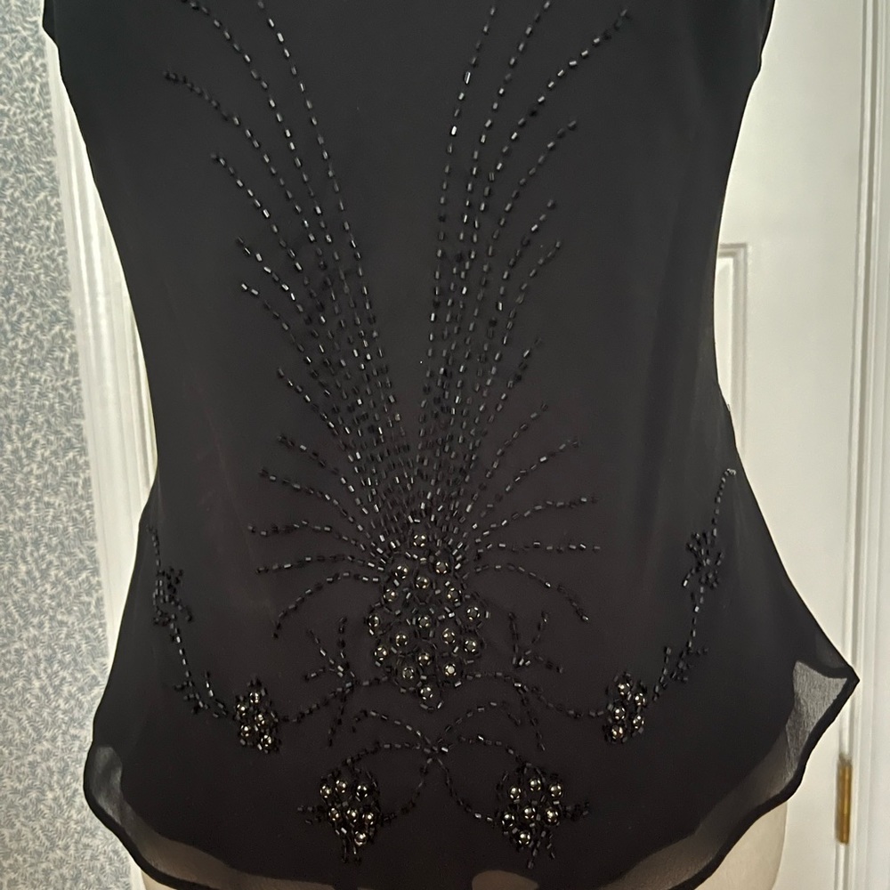 Black Silk Sequined Top - Picture 3 of 9